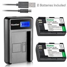 Kastar 2 Battery  LCD-1 USB Charger for Canon LP-E6 LP-E6N LPE6 LPE6N LC-E6