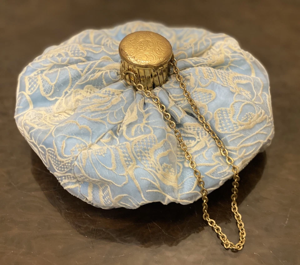 Vintage Blue Silk Women Bucket Bag Purse - Изображение 2 из 4