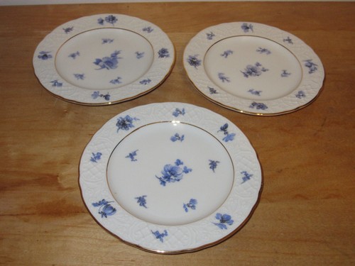 3 Vintage Arzberg Blue Flowers Bavaria China With Gold Trim Bread Plates - Picture 2 of 6