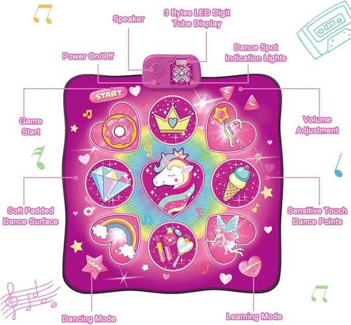 Tanzmatte, Geburtstagsgeschenke für 3-12 jährige Mädchen, Tanzmatte für Mädchen Spielzeug für - Bild 3 von 7