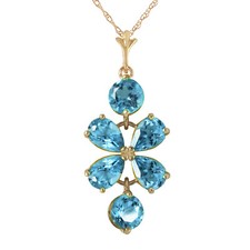 3.15 Carat 14K Solid Yellow Gold Passione Blue Topaz Necklace 18 Inch