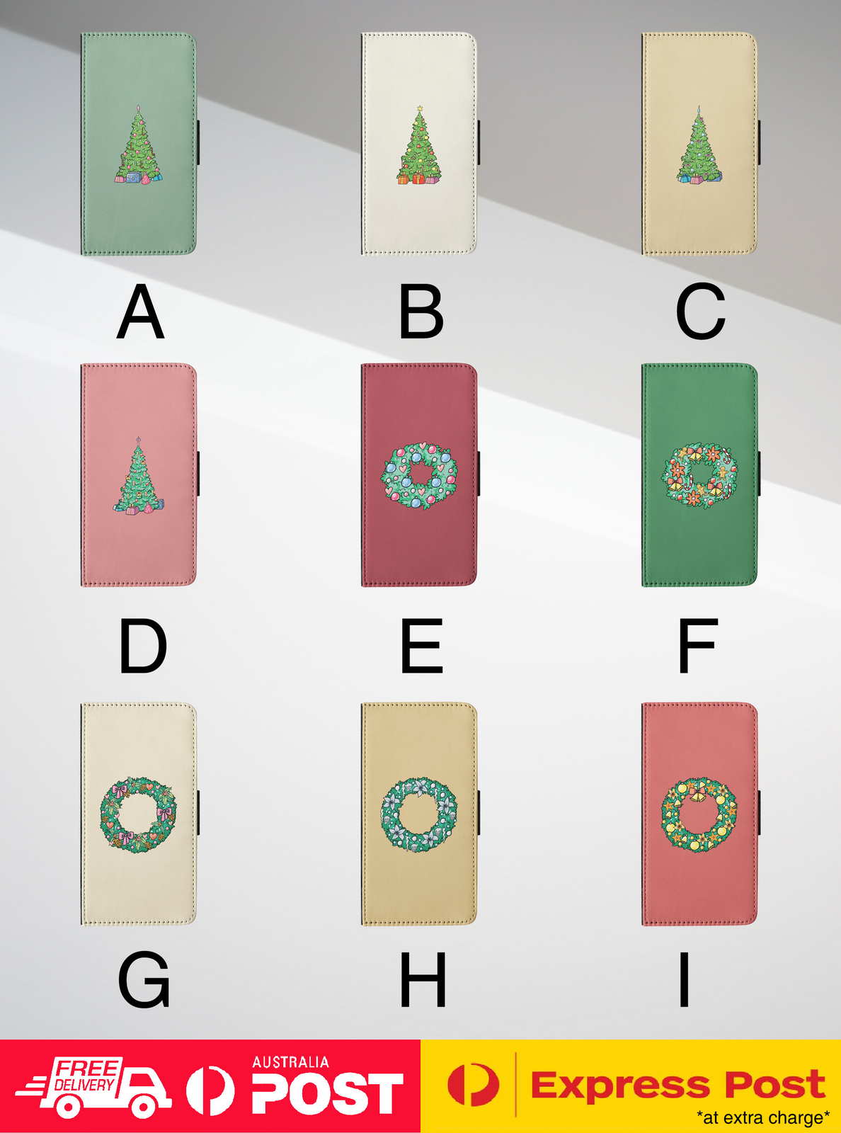 FLIP CASE FOR APPLE IPHONE|CHRISTMAS TREE AND WREATH SEASONAL HOLIDAYS #1