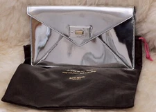 Kate Spade Silver Leather Post Street Little Adair Clutch PXRU3958 - New w Tags