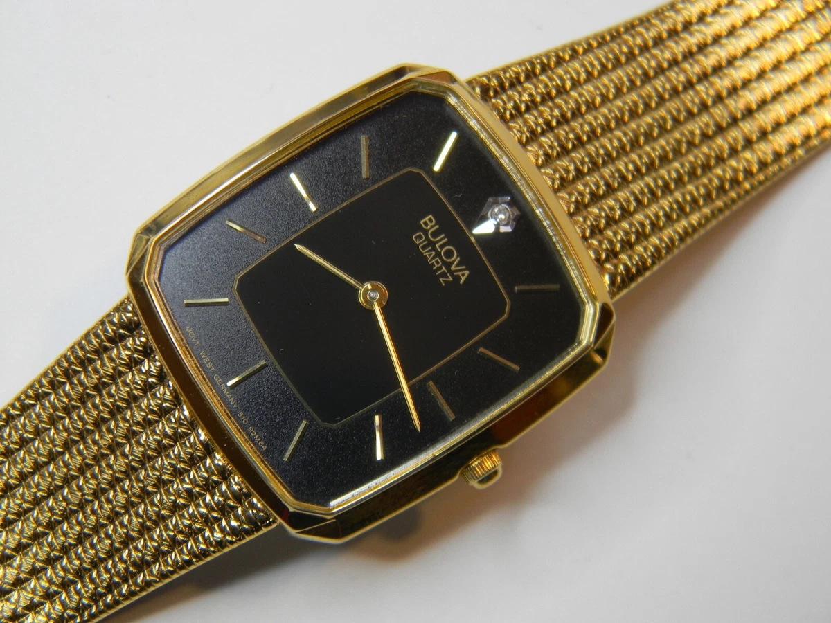EXC. FINE VINTAGE 1988 BULOVA GOLD DIAMOND QUARTZ LADIES WATCH NEW BAT. RUNS