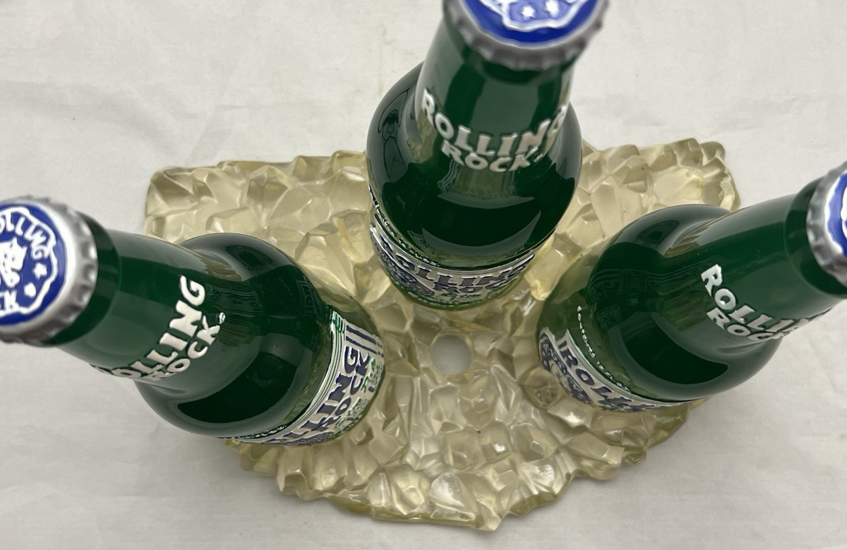 ROLLING ROCK BUCKET OF ROCKS Lamp Vtg Beer Bottle Water Fountain