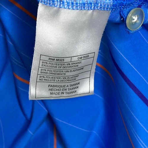 Nike Golf Dri-Fit Men's Polo Shirt L Short Sleeve Collared Blue Orange Striped - Picture 8 of 8