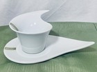 Pair Verdici Design Espresso Demitasse Cups & Saucers (2) Abstract Ceramic Shape — photo 8