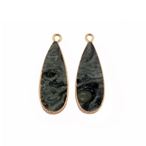 Round Shape Mohave Turquoise Gemstone In Brass Connector Earring/Pendent Making - Picture 3 of 3