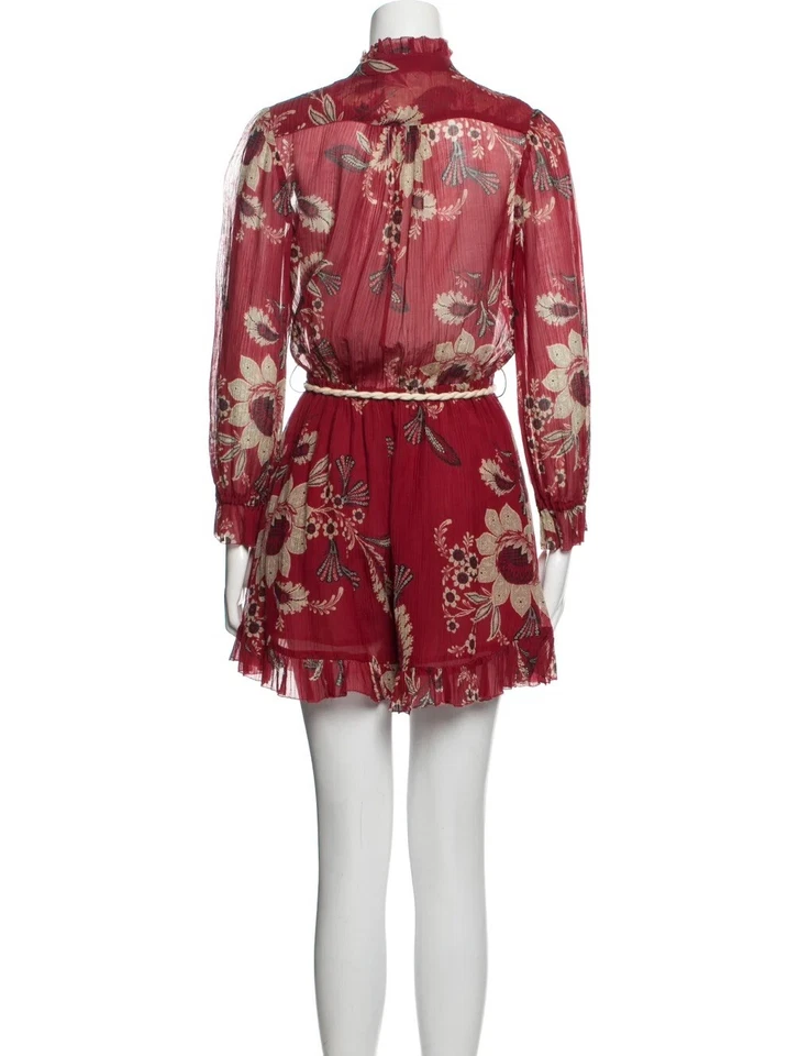 ZIMMERMANN Floral Frills Red Playsuit Jumpsuit Romper Silk Chiffon AU0 XS S🌻 - image 4 of 4