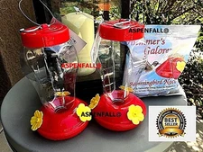 Hanging Hummingbird Feeder Starter Kit~ 2 PK Bundle Plus Nectar MAILED IN A BOX