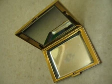 Max Factor Goldtone Mirrored Compact Case W/Rhinestones Empty Vintage