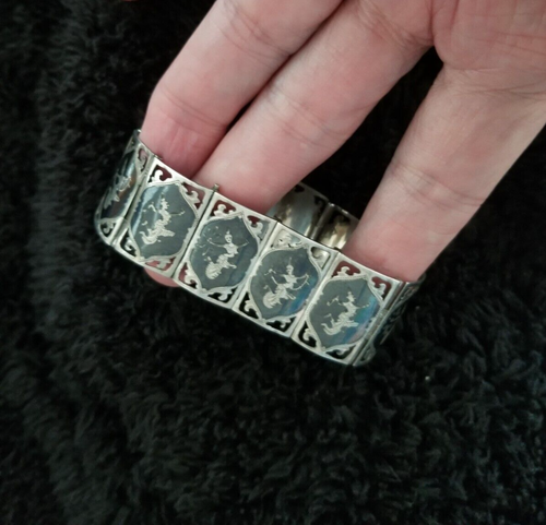 Siam Vintage Sterling Silver 12 Panel Niello Dancers Bracelet - Picture 6 of 8