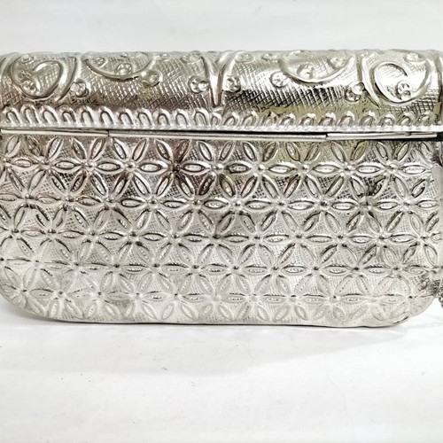 Mid century modern handmade silver metal purse - Clutch with long strap Gift bag - Picture 3 of 8