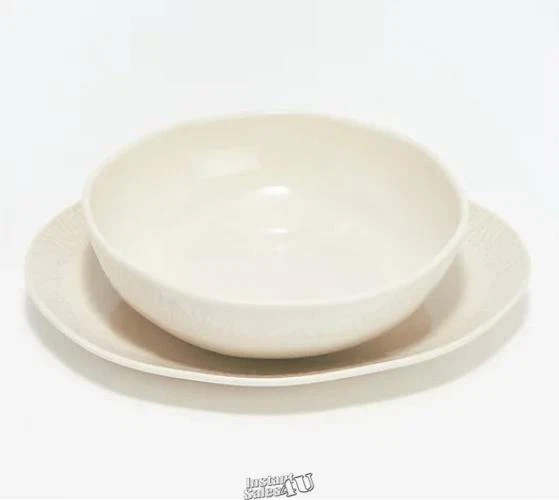 Ayesha Curry 2-Piece Serving Platter and Serving Bowl Dish Set Vanilla Beige - Image 2 of 4