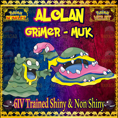Pokemon Scarlet & Violet Alolan Grimer Muk 6IV Trained  Shiny  & Non Shiny