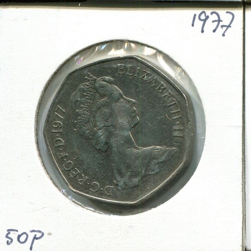 50 NEW PENCE 1977 UK GREAT BRITAIN Coin #AU842U - Picture 2 of 3