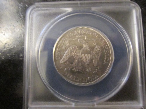 MEDIO DÓLAR LIBERTAD SENTADA 1869 AU 50 DETALLES MONEDA CERTIFICADA ANACS - Imagen 7 de 8