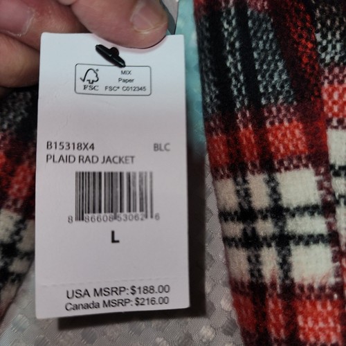 VOLCOM NWT WOMENS SIZE LARGE PLAID RAD JACKET COAT - Picture 2 of 12