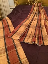 A PAIR OF VERY HEAVY PLAID CURTAINS.LINED .W98” L64” UNUSED