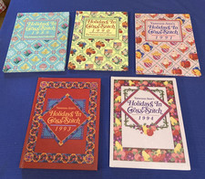Craft BOOK LOT 5 Holidays in Cross-Stitch 1980s 1990s patterns instructions HC