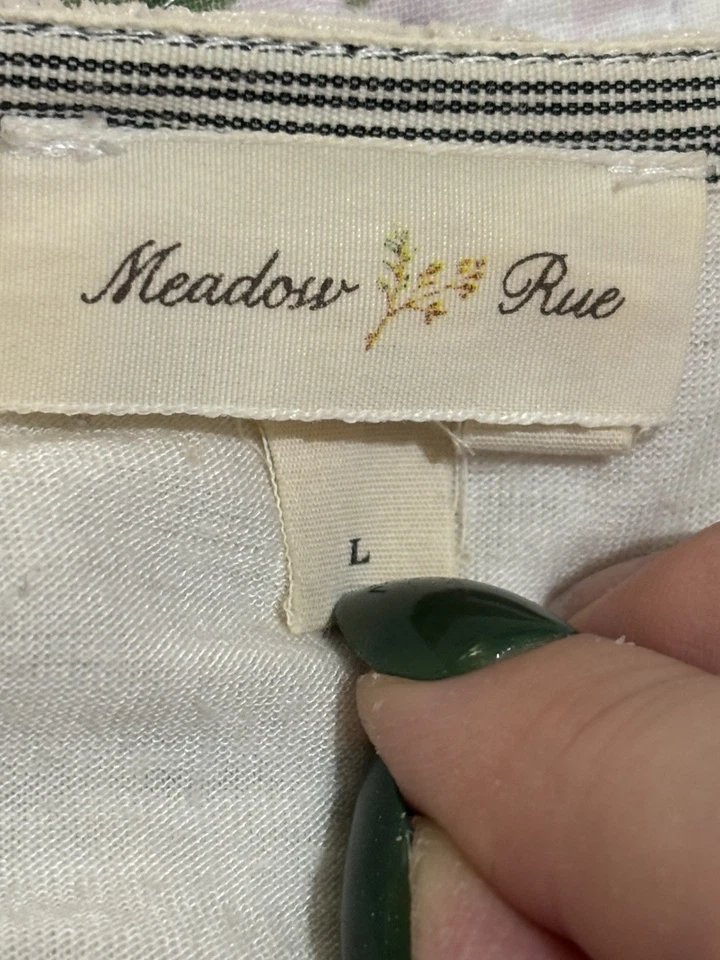 Anthropologie Meadow Rue Mujer’s L Crema Crochet Encaje Boho Top Campesino Coqueta Foto 3 de 4