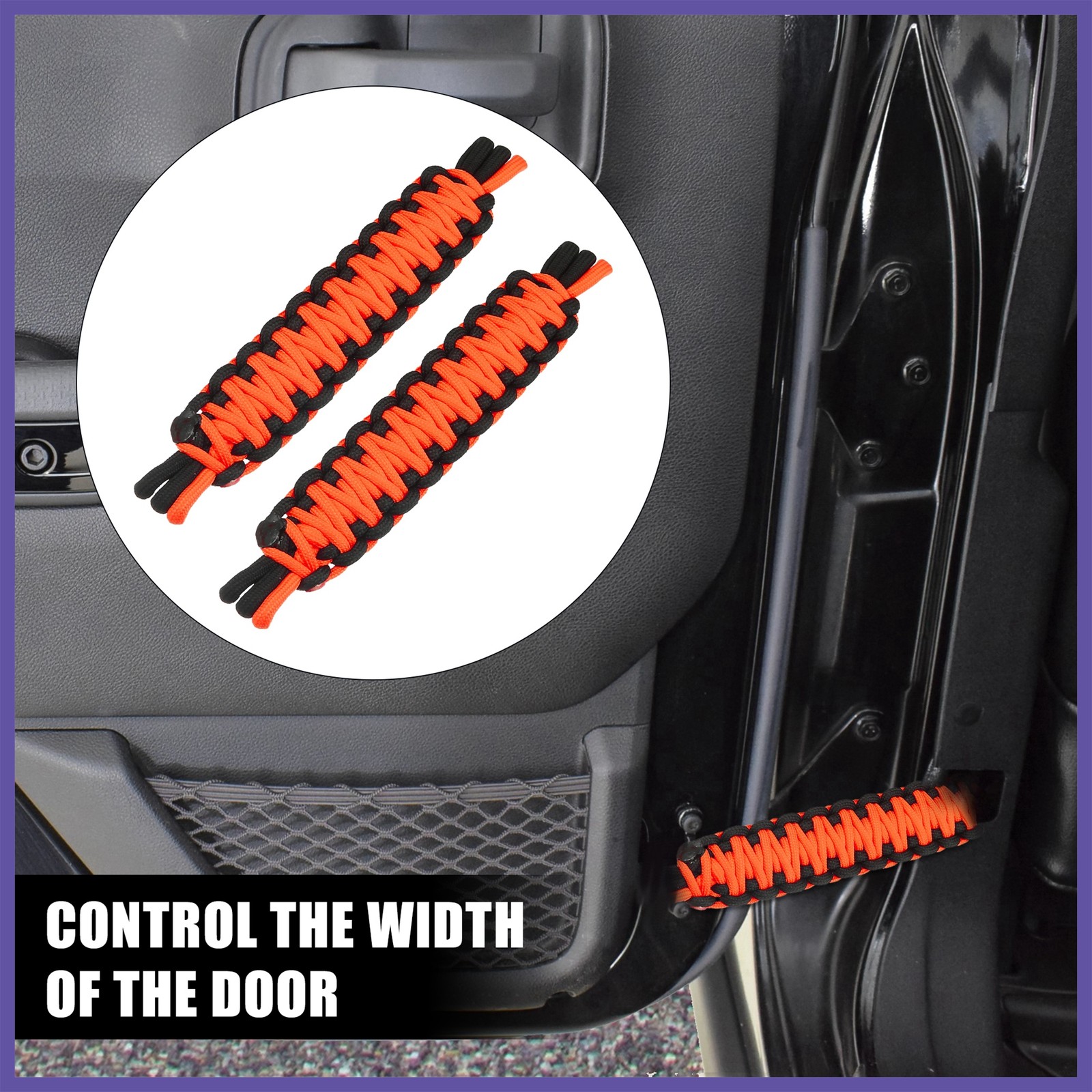 2 Pcs Nylon Door Limiting Check Strap for Wrangler TJ JL 87-21 Black &Orange New