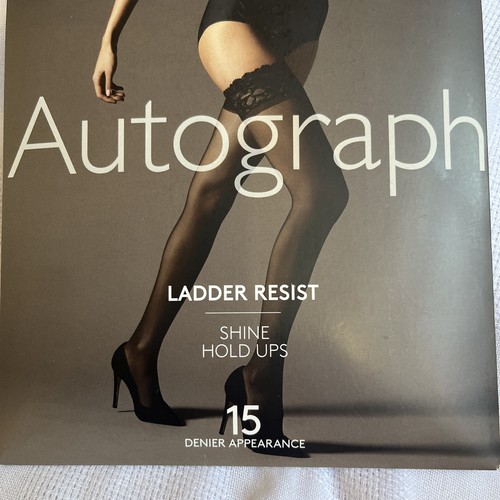 Autograph Ladder Resist Shine Hold Ups Black Large 15 Denier Tights - Picture 3 of 7