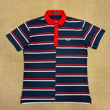 G/Fore Polo Shirt Mens Small Offset Stripe Tech Jersey Navy Red White Golf