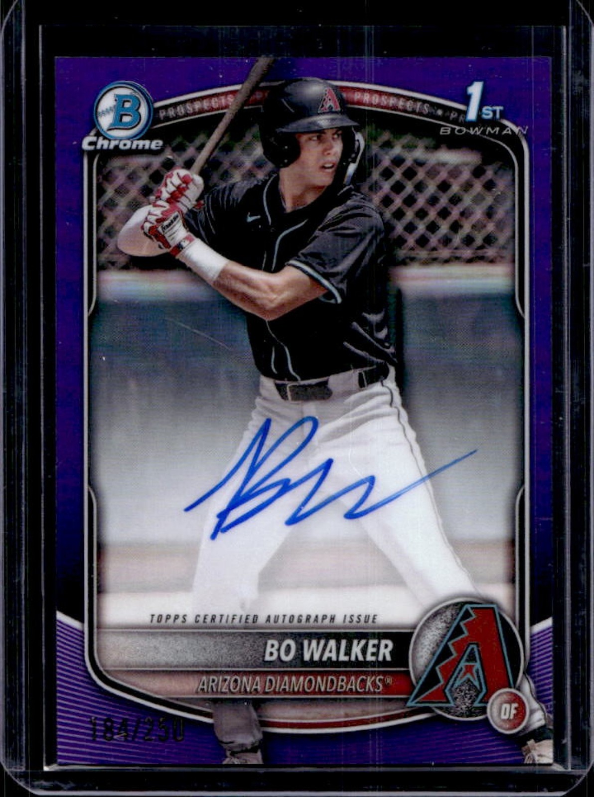 2025 Bowman Bo Walker Chrome Auto Purple Refractor 1st Prospect #184/250