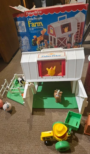 Vintage 1990 Fisher Price Little People Farm Family Play Set #2555 with Box