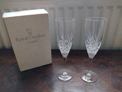 Paar Royal Doulton Finest Crystal D.I.C. Monique Sektflöten