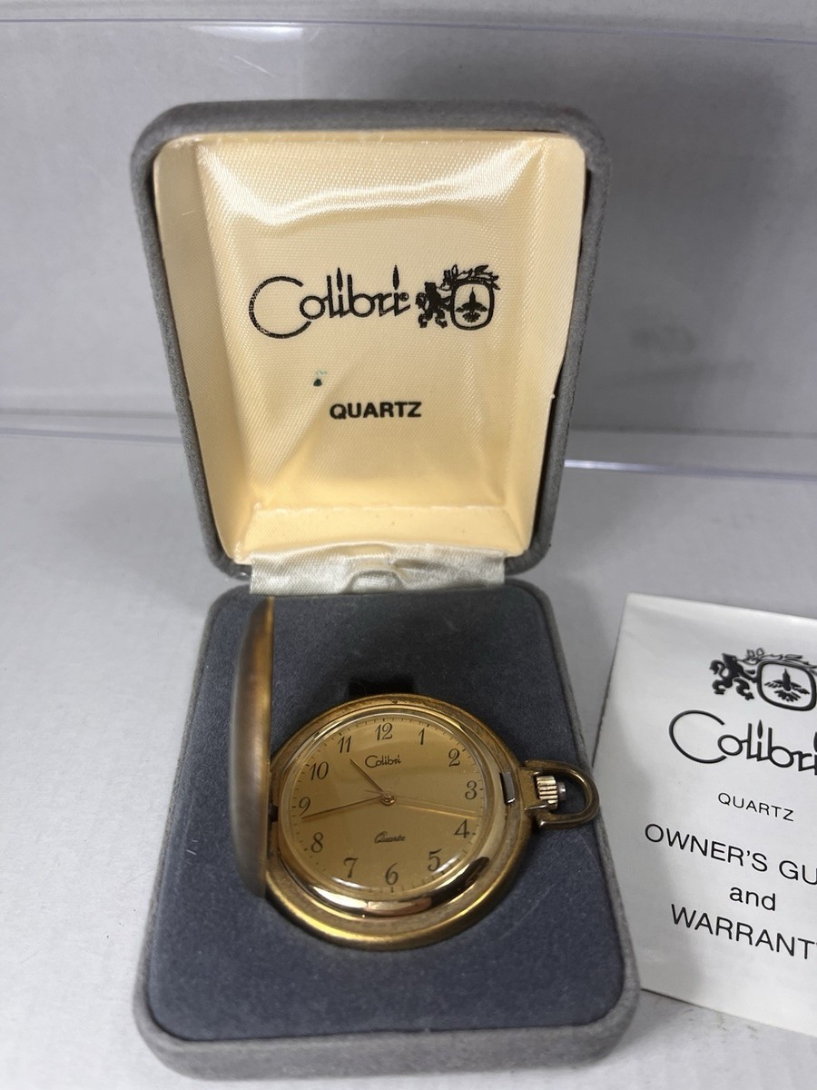 Colibri Vintage Quartz Pocket Watch Gold Tone with Owner's Manual