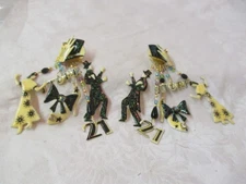Enameled Tin pierced Earrings Lunch at the Ritz Couple Dancing '21' Stork Shoe