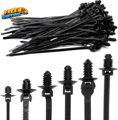 60 PCS Push Mount Zip Ties Nylon Car Mount Wire Ties Snap in Cable Zip Ties 