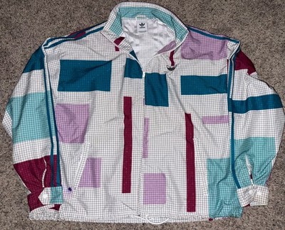 Adidas Originals Grid Block Wind Jacket 90s Style Retro Size Medium