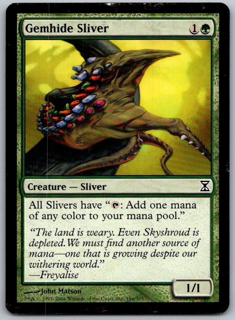 Gemhide Sliver 196 Common Time Spiral Magic: The Gathering Lightly Played