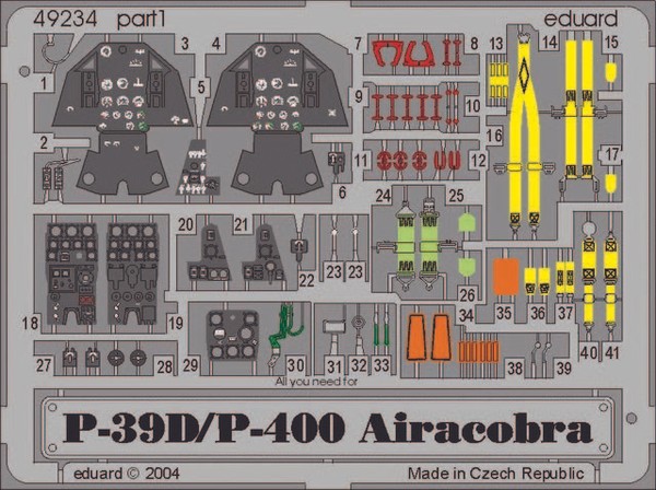 Eduard Accessories 49234 - 1:48 P-39D/P-400 Airacobra FüR Eduard Bausatz - ÄTzsa-image
