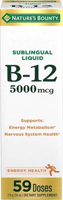 Nature's Bounty Liquid B12 5000 mcg Sublingual Cellular Energy Support 2 Fl Oz