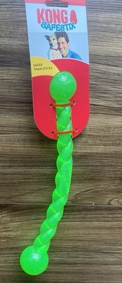 Kong Safestix Small 12'' Green Durable Dog Tug Toy Fetch Flexible Bounce