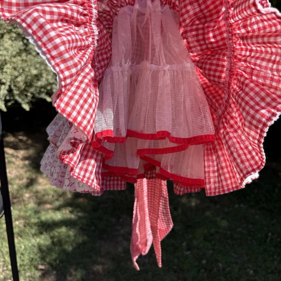 Vestido De Colección Niñas Rojo y Blanco Volantes Encaje Lazo SS Enagua Fiesta Concurso Vacaciones Foto 3 de 4