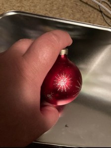 red and silver glitter Christmas ornament
