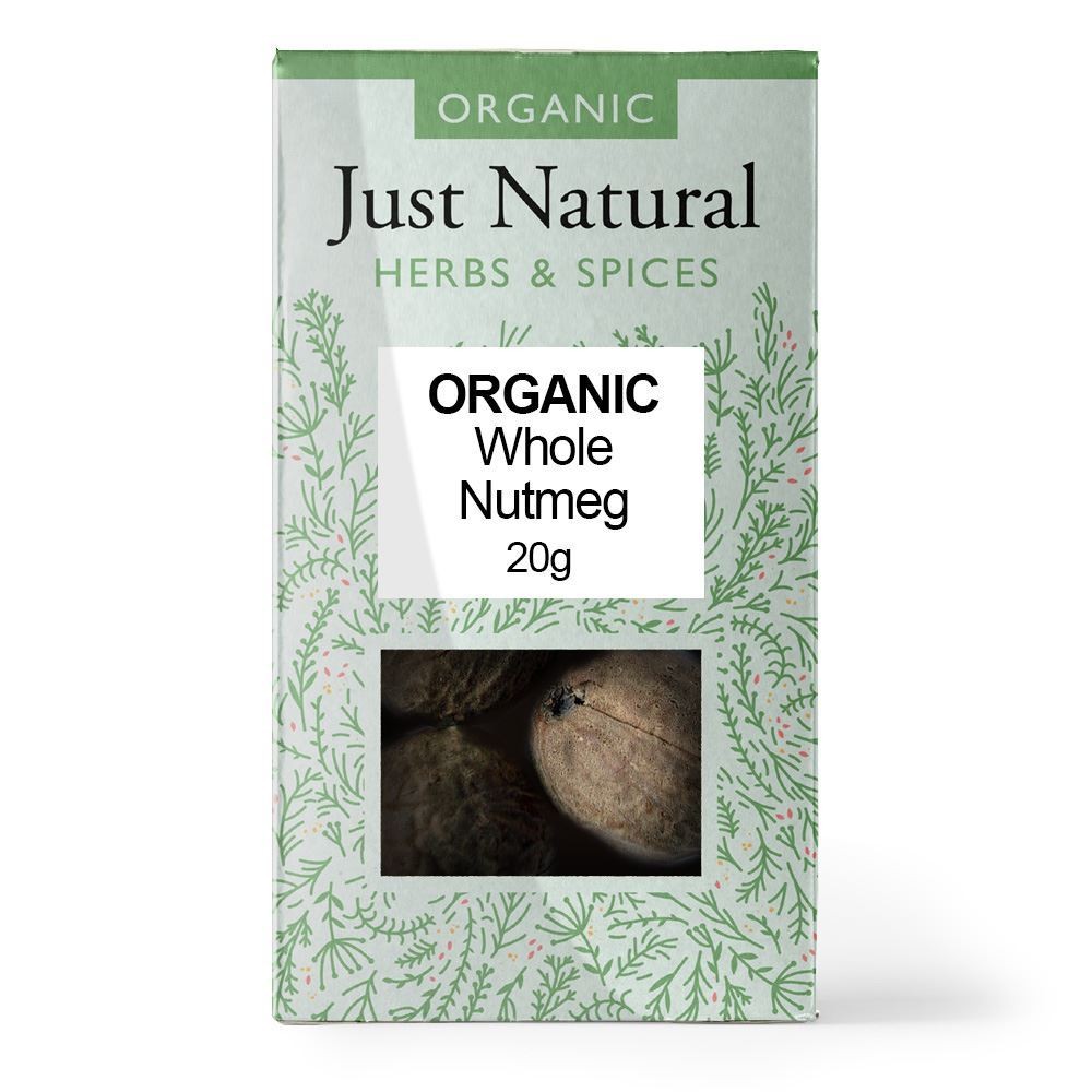 Just Natural Herbs Organic Whole Nutmeg (Box) 20g - 2 Pack