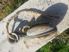 Lovely Antique Oak Ships Rope Pulley Block Single 11.5 " Long