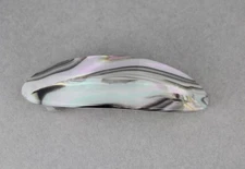 Black Grey barrette marbled oval plastic curved hair clip 3.75" long 7/8" wide