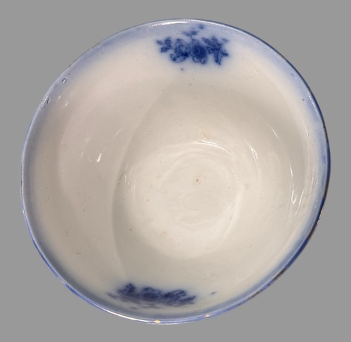 Antique Victorian Flow Blue Floral Decorated Porcelain Waste Bowl - Picture 3 of 6