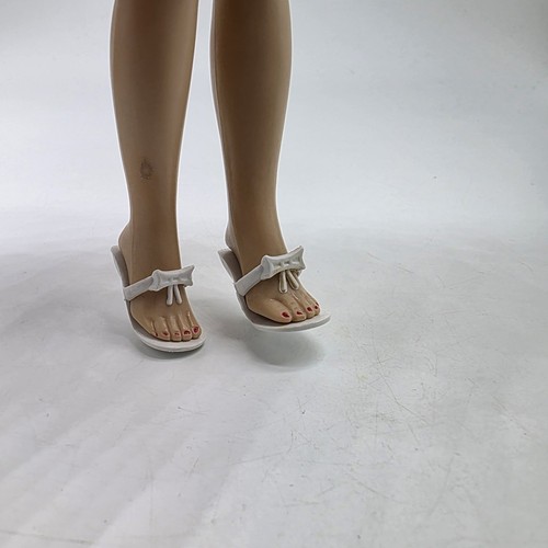 Vtg doll shoe HIGH HEEL white plastic MISS REVLON jan JILL Pair Bow