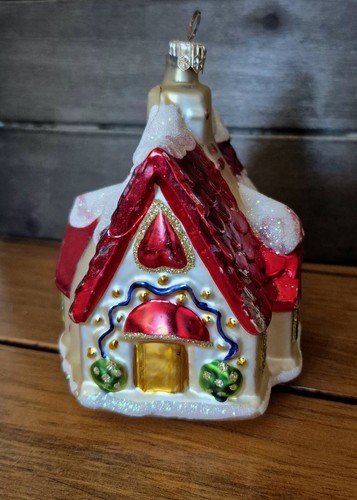 Vintage großer Weihnachtsschmuck viktorianisches Haus mundgeblasenes Glas Landhaus Deko - Bild 4 von 10