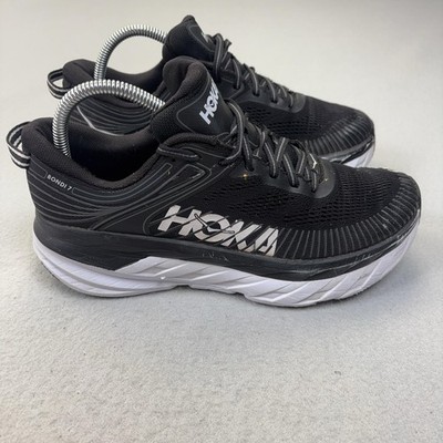Hoka One One Bondi 7 Shoes Womens Size 8.5 Black Running Sneakers 1110519 BWHIT