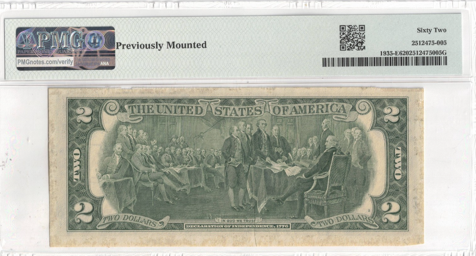 1974 $2 Bank Note with Courtesy Autograph FR#1935-E PMG Uncirculated 62 ...