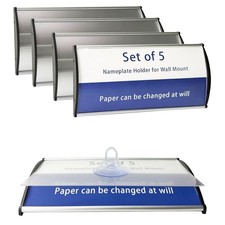 Set of 5 Curved Name Plate Holder 8" x 4" Wall Mount Office Business Door Sig...